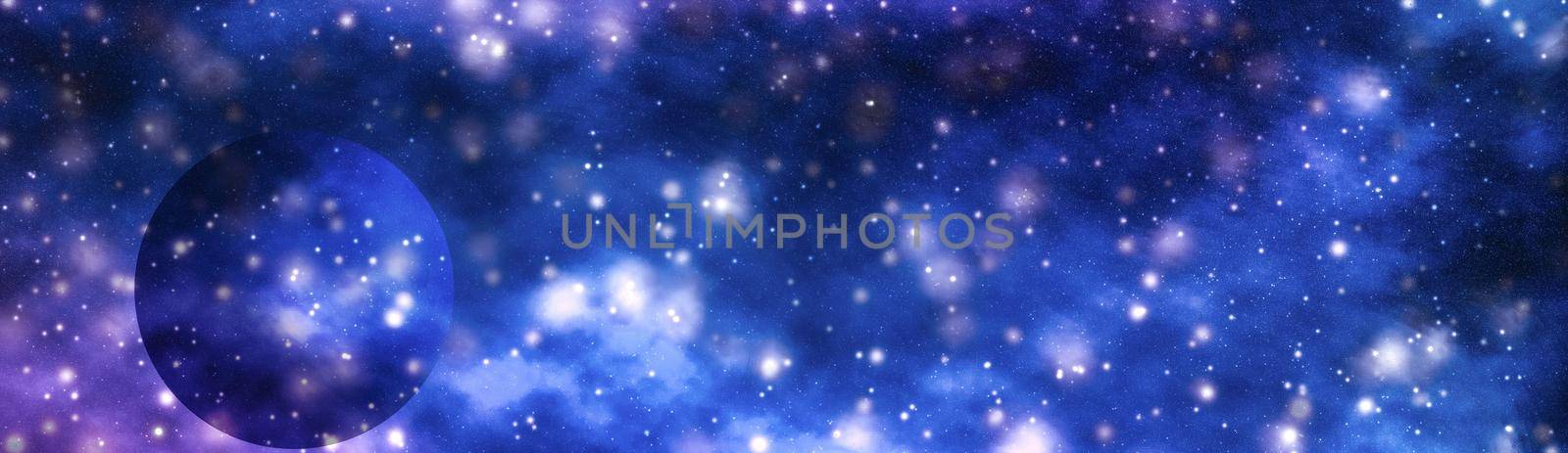 Stars, planet and galaxy in cosmos universe, space and time travel science background by Anneleven