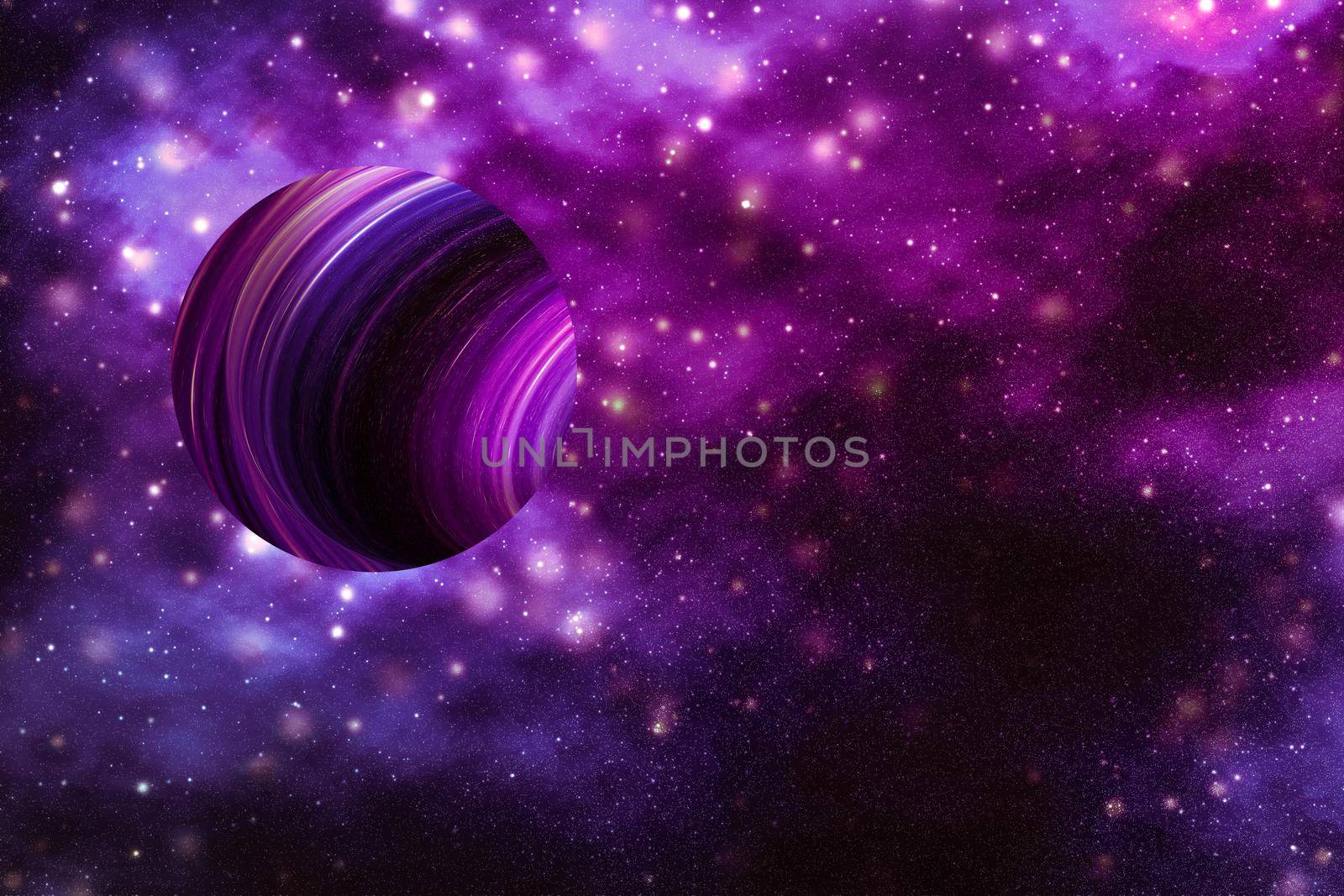 Discovery in astronomy, cosmic abstract and future technology concept - Stars, planet and galaxy in cosmos universe, space and time travel science background