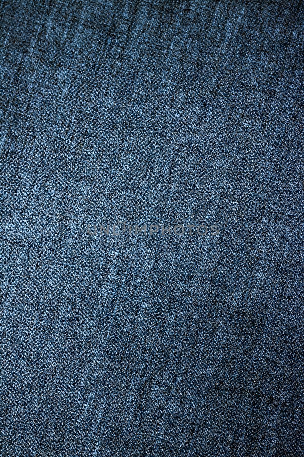 Decorative linen blue jeans fabric textured background for interior, furniture design and fashion label backdrop by Anneleven