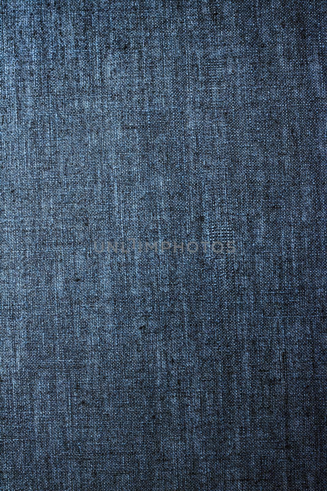 Decorative linen blue jeans fabric textured background for interior, furniture design and fashion label backdrop by Anneleven