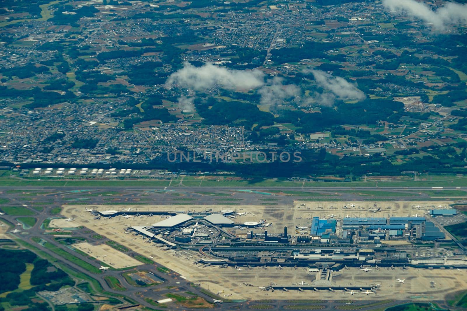 Narita International Airport (shooting from plane). Shooting Location: Chiba prefecture