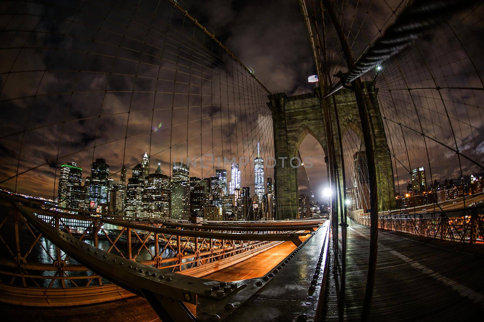 Night Brooklyn Bridge. Shooting Location: New York, Manhattan