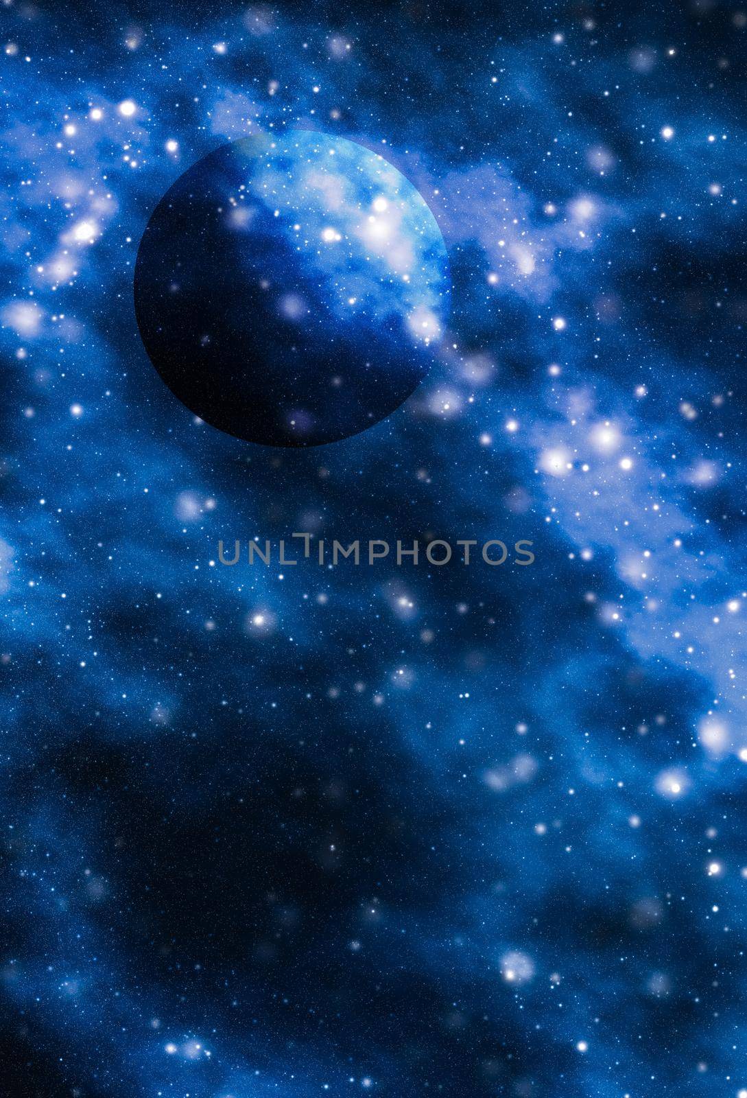 Stars, planet and galaxy in cosmos universe, space and time travel science background by Anneleven