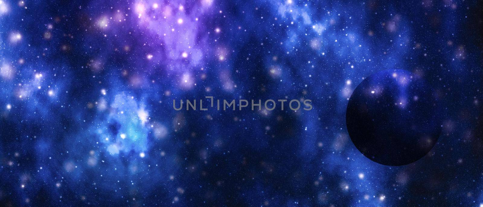 Stars, planet and galaxy in cosmos universe, space and time travel science background by Anneleven