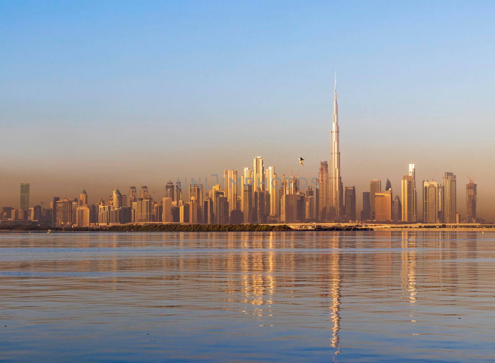 Dubai, UAE - 02.11.2022 - View of Dubai skyline, shot made from Dubai creek harbor
