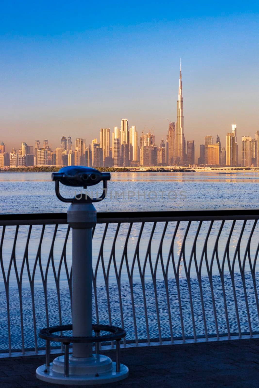 Dubai, UAE - 02.11.2022 - View of Dubai skyline, shot made from Dubai creek harbor. City by pazemin