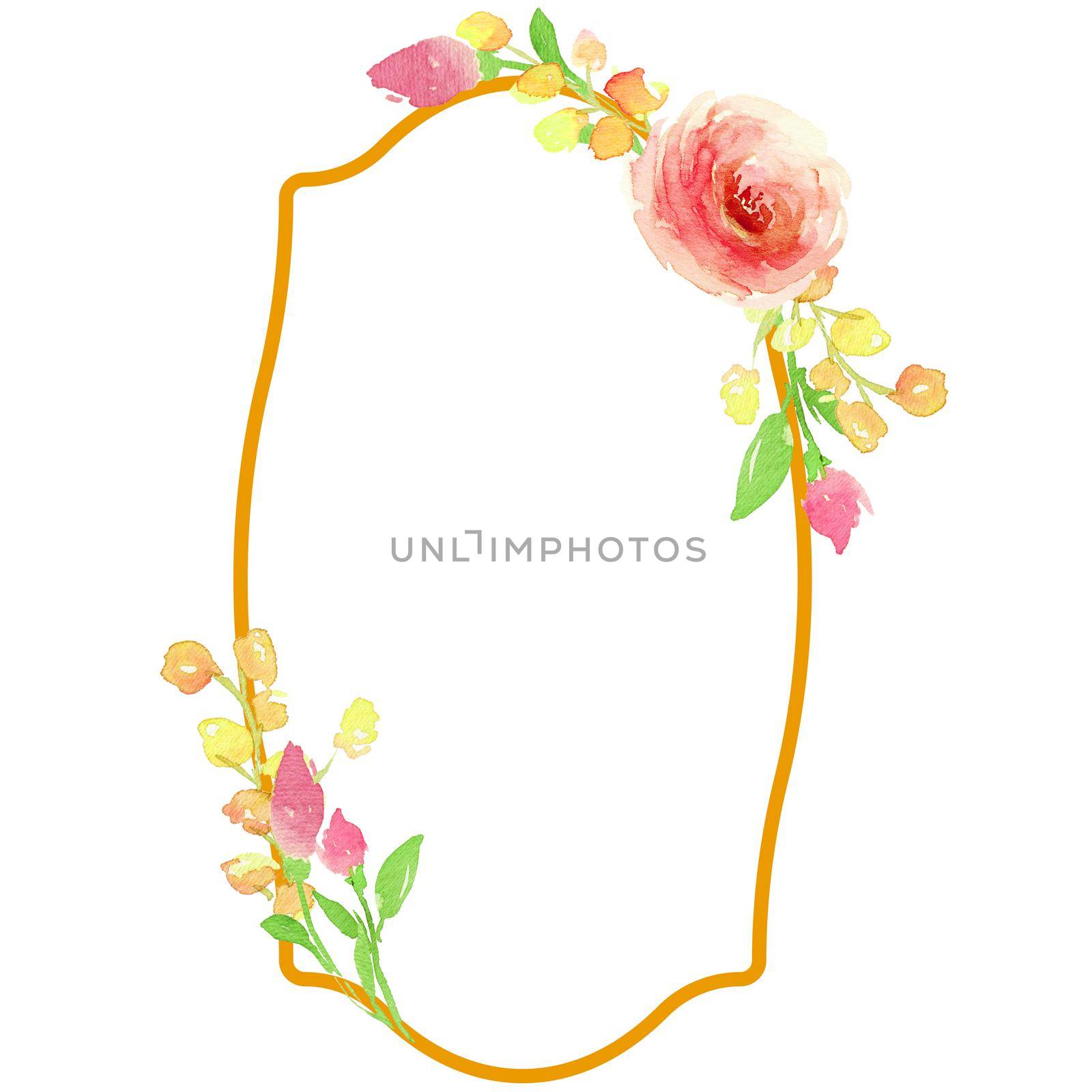 watercolor flower frame. Floral wedding invitation card, greeting card with watercolor flower concept