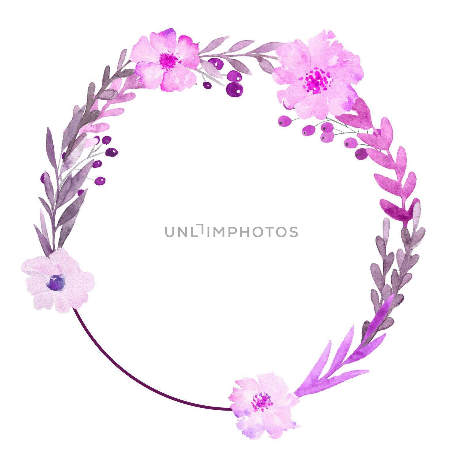 watercolor flower frame circle. Watercolor Flower Background Border Illustration by ANITA