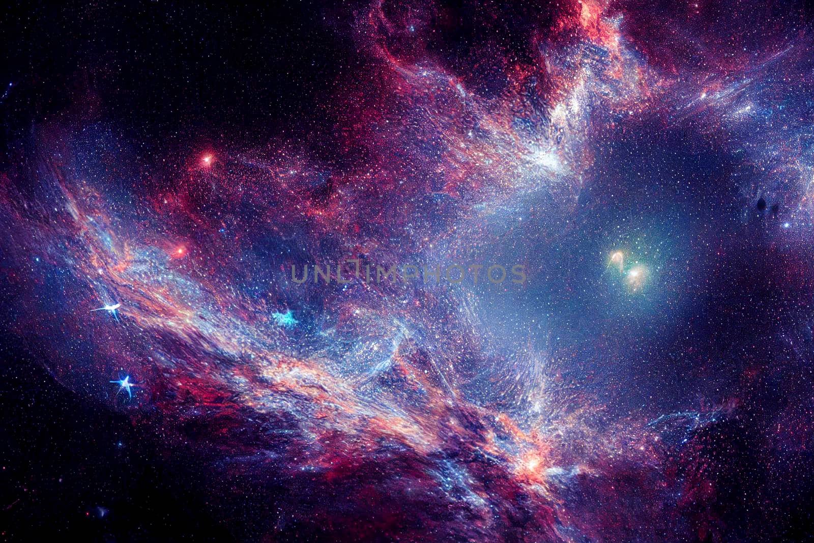 Endless universe with stars and galaxies in outer space. Cosmos art. CGI