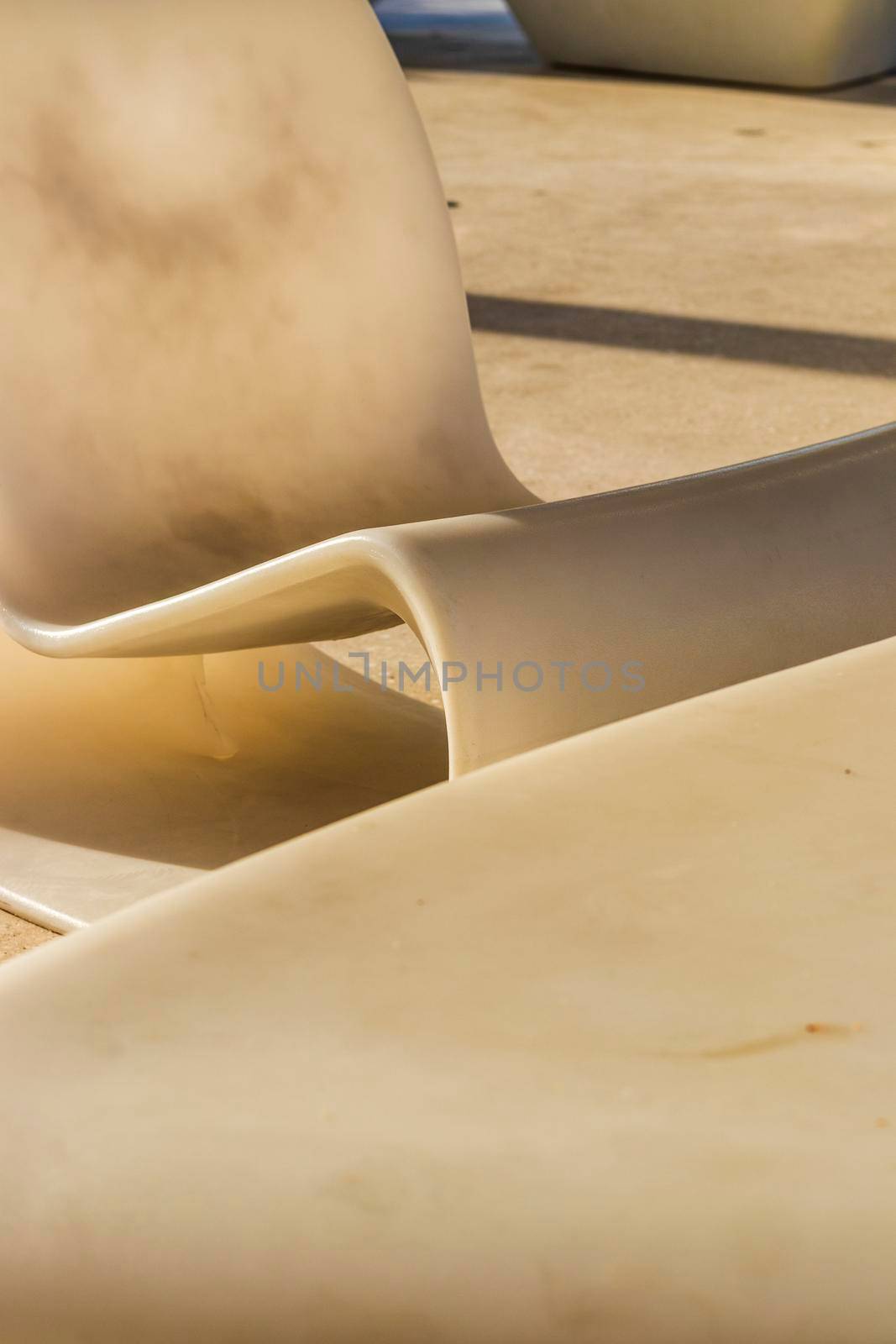 Shot of a outdoor, white, plastic furniture. Outdoors by pazemin