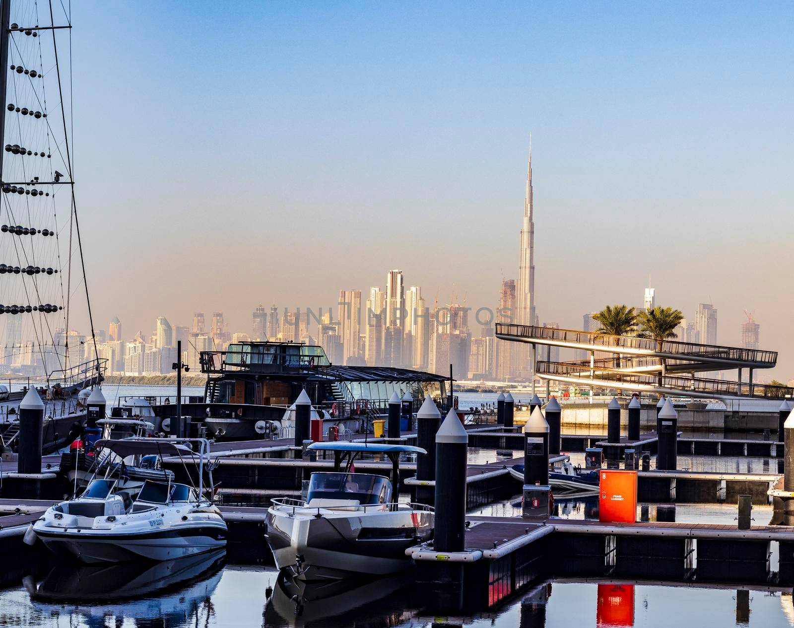 Dubai, UAE - 02.11.2022 - View of Dubai skyline, shot made from Dubai creek harbor