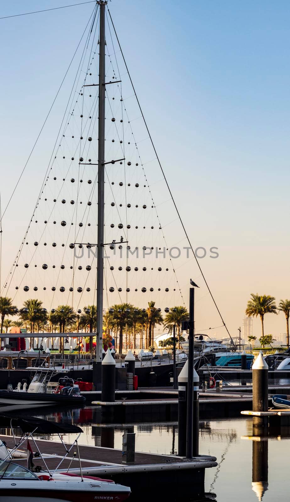 Dubai, UAE - 02.11.2022 - Wharf at Dubai Creek harbor. City by pazemin