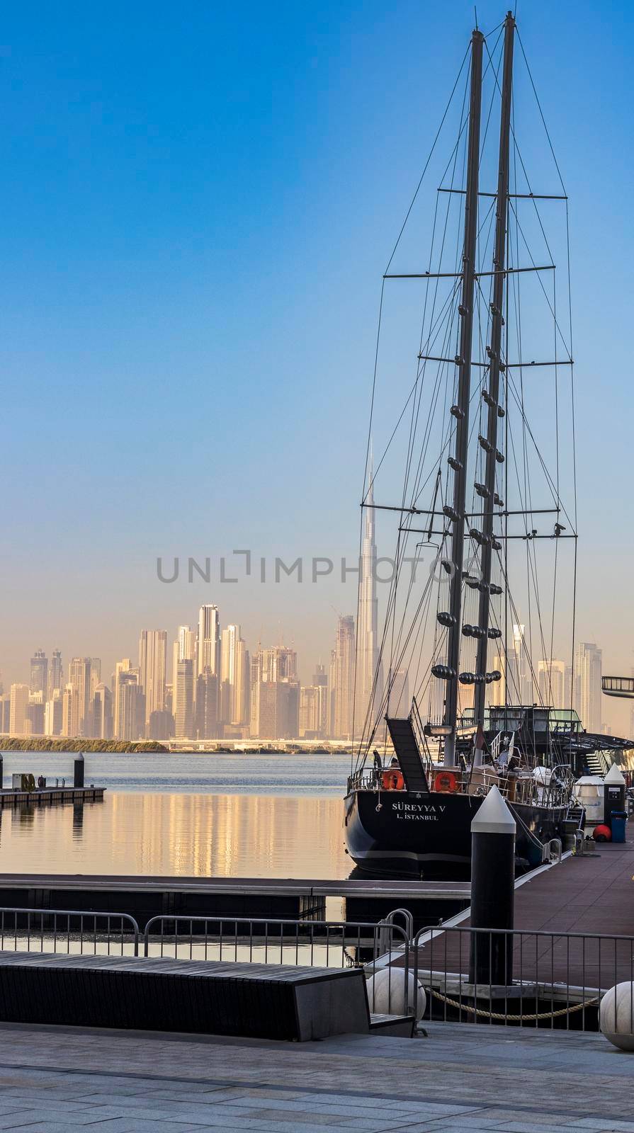 Dubai, UAE - 02.11.2022 - View of Dubai skyline, shot made from Dubai creek harbor