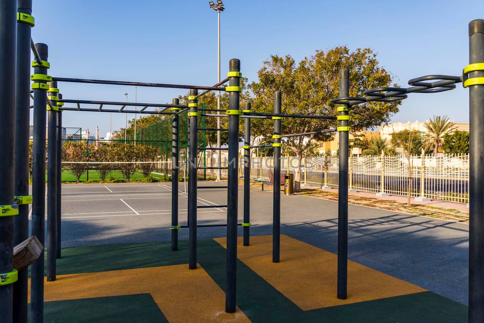 Outdoor gym, pull up bars in the park