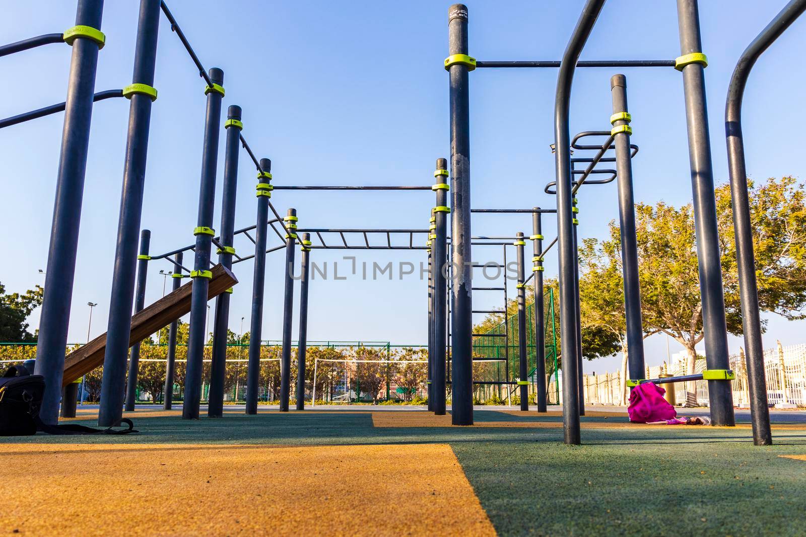 Outdoor gym, pull up bars in the park