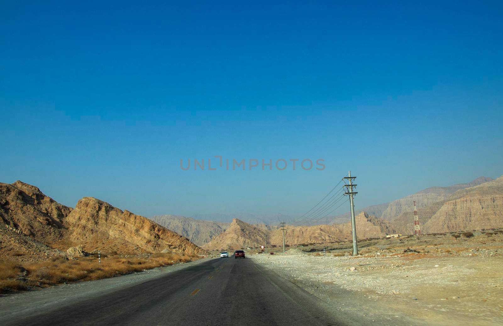 Road to Jebael Jais mountain of Ras Al Khaimah emirate. United Arab Emirates by pazemin