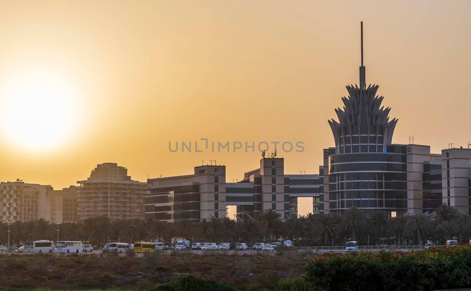 Dubai, UAE - 03.19.2021 Dubai Silicon Oasis Head Quarters building. Architecture by pazemin