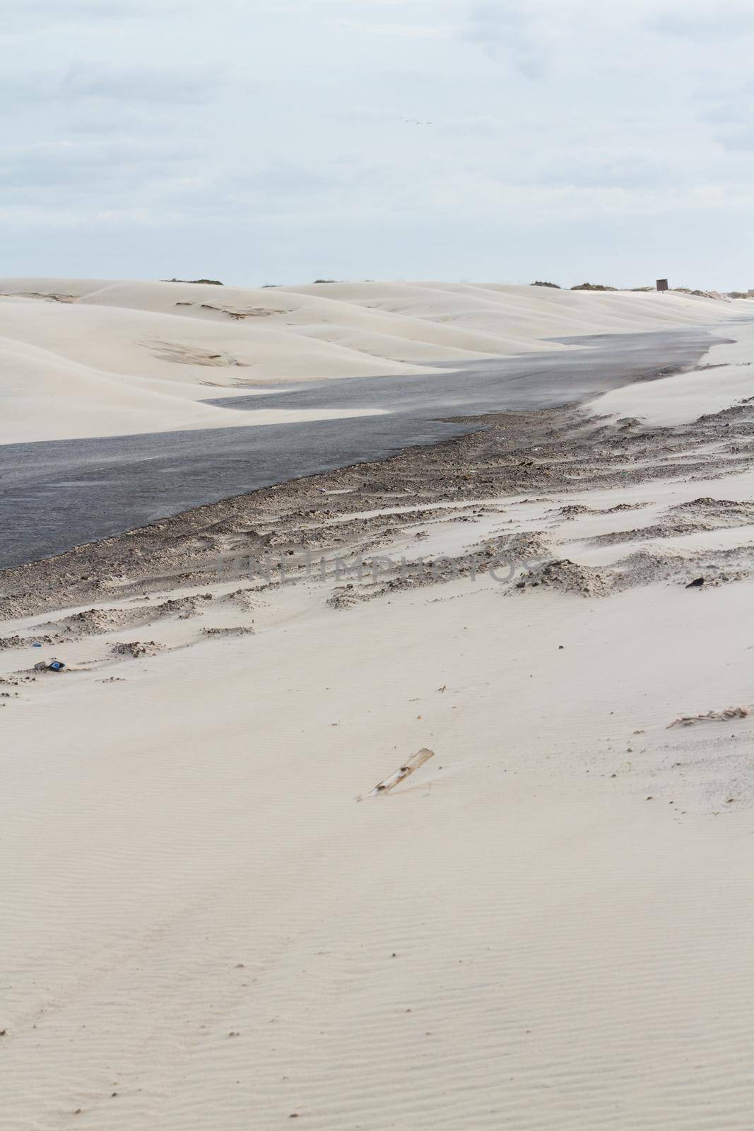 At the north end of the road on South Padre Island, Texas the road just ends in the sand.