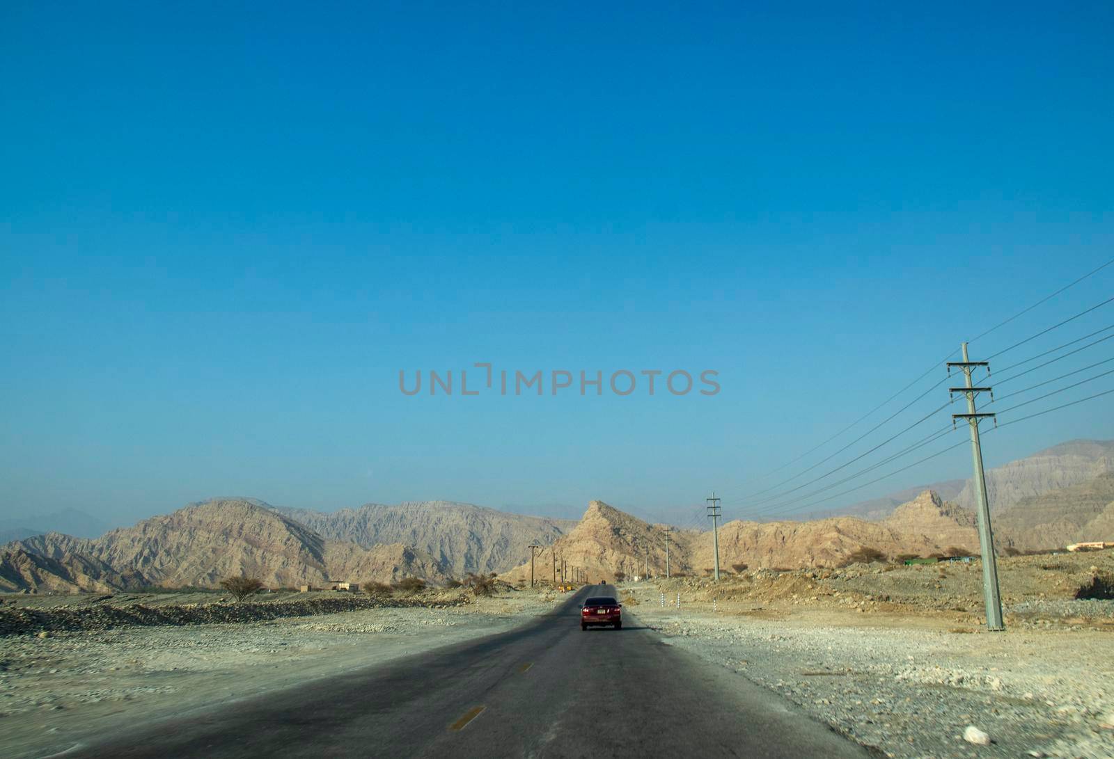 Road to Jebael Jais mountain of Ras Al Khaimah emirate. United Arab Emirates by pazemin