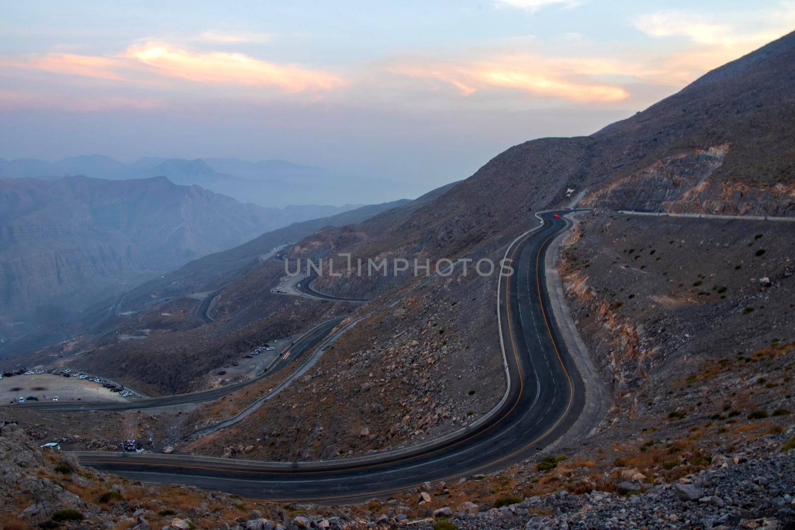 View from Jebael Jais mountain of Ras Al Khaimah emirate. United Arab Emirates, by pazemin