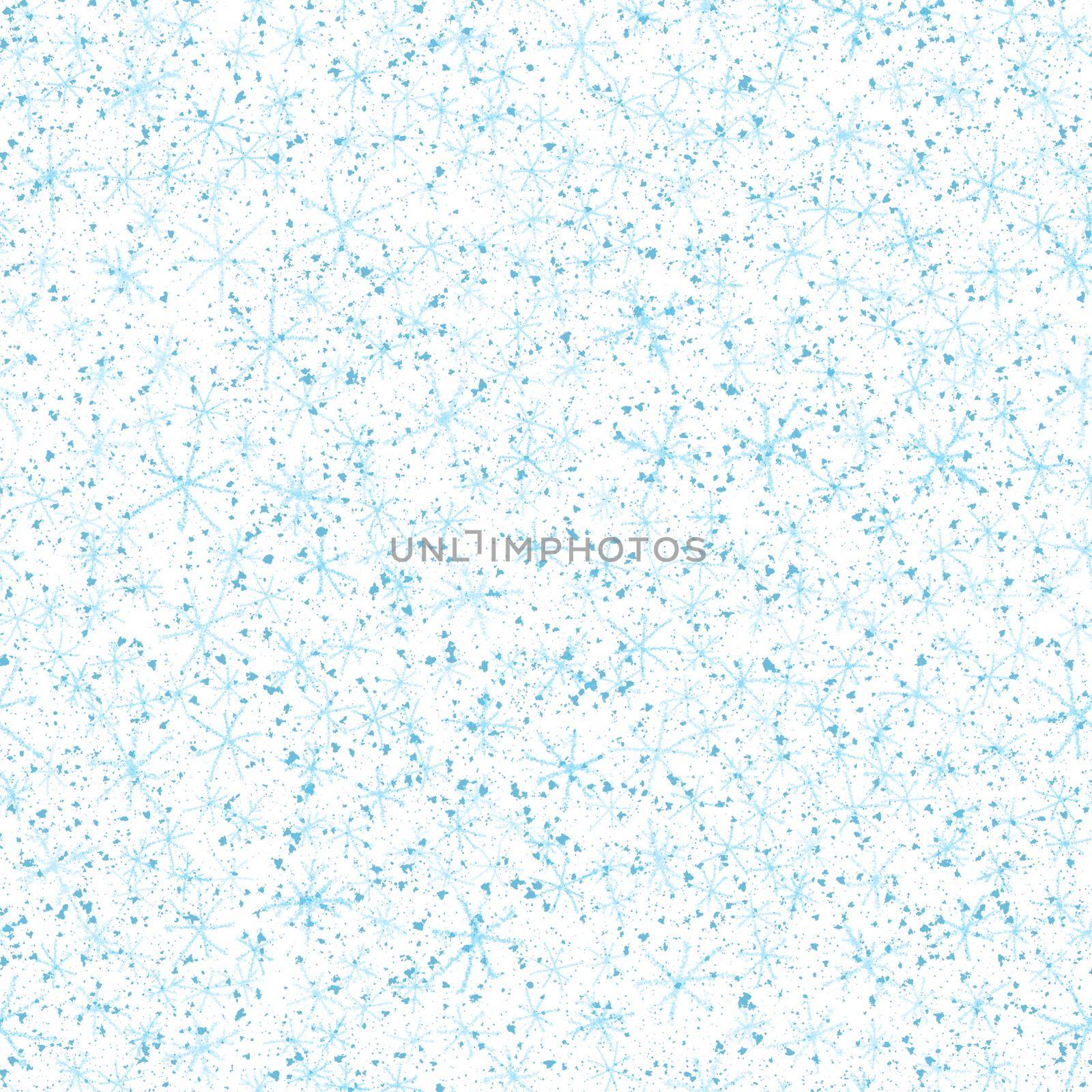 Hand Drawn Snowflakes Christmas Seamless Pattern. Subtle Flying Snow Flakes on chalk snowflakes Background. Adorable chalk handdrawn snow overlay. Splendid holiday season decoration.