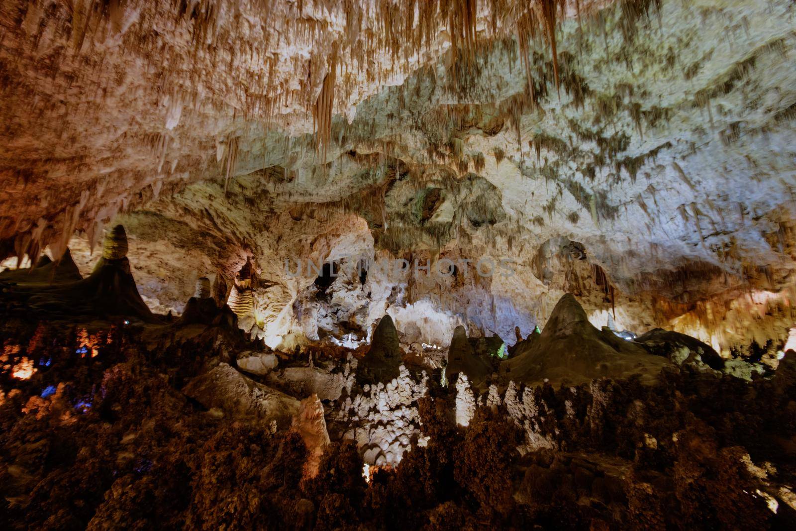 Limestones formations of Guadeloupe Mountains' Carlsbad Caverns.