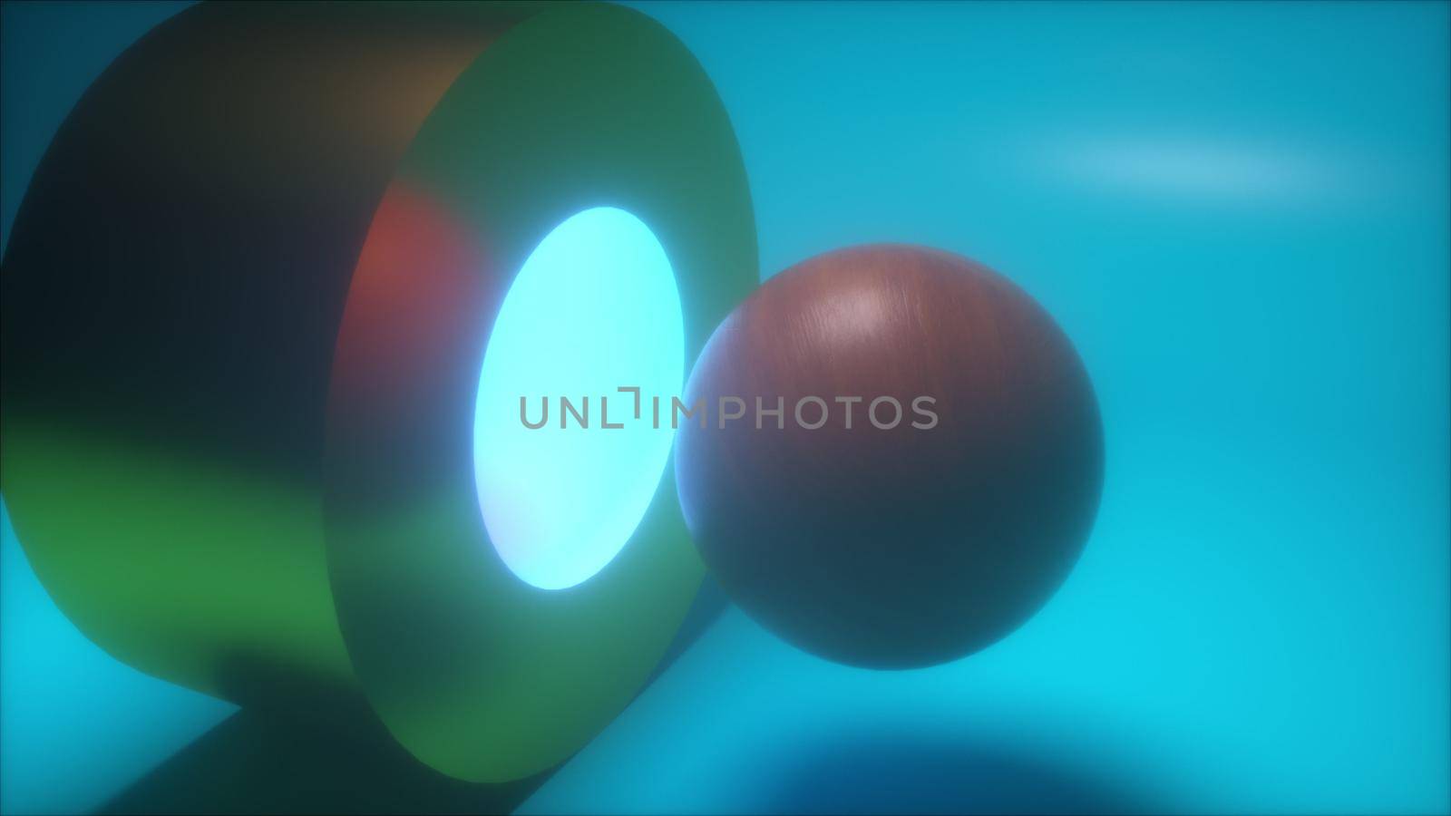 Circle geometry with neon. Computer generated 3d render