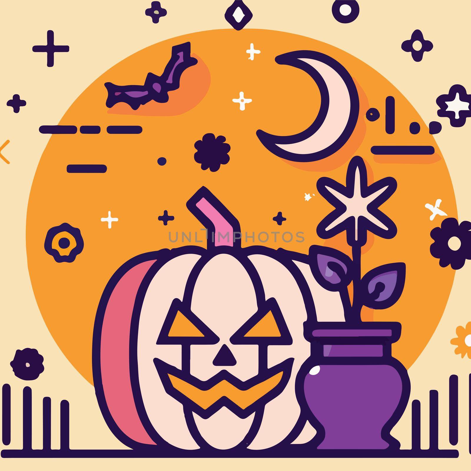 Cute vector Halloween iconized illustration Isolated background. Vector Design elements for a holiday.