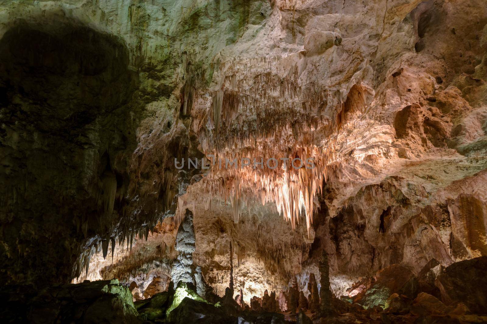 Limestones formations of Guadeloupe Mountains' Carlsbad Caverns.