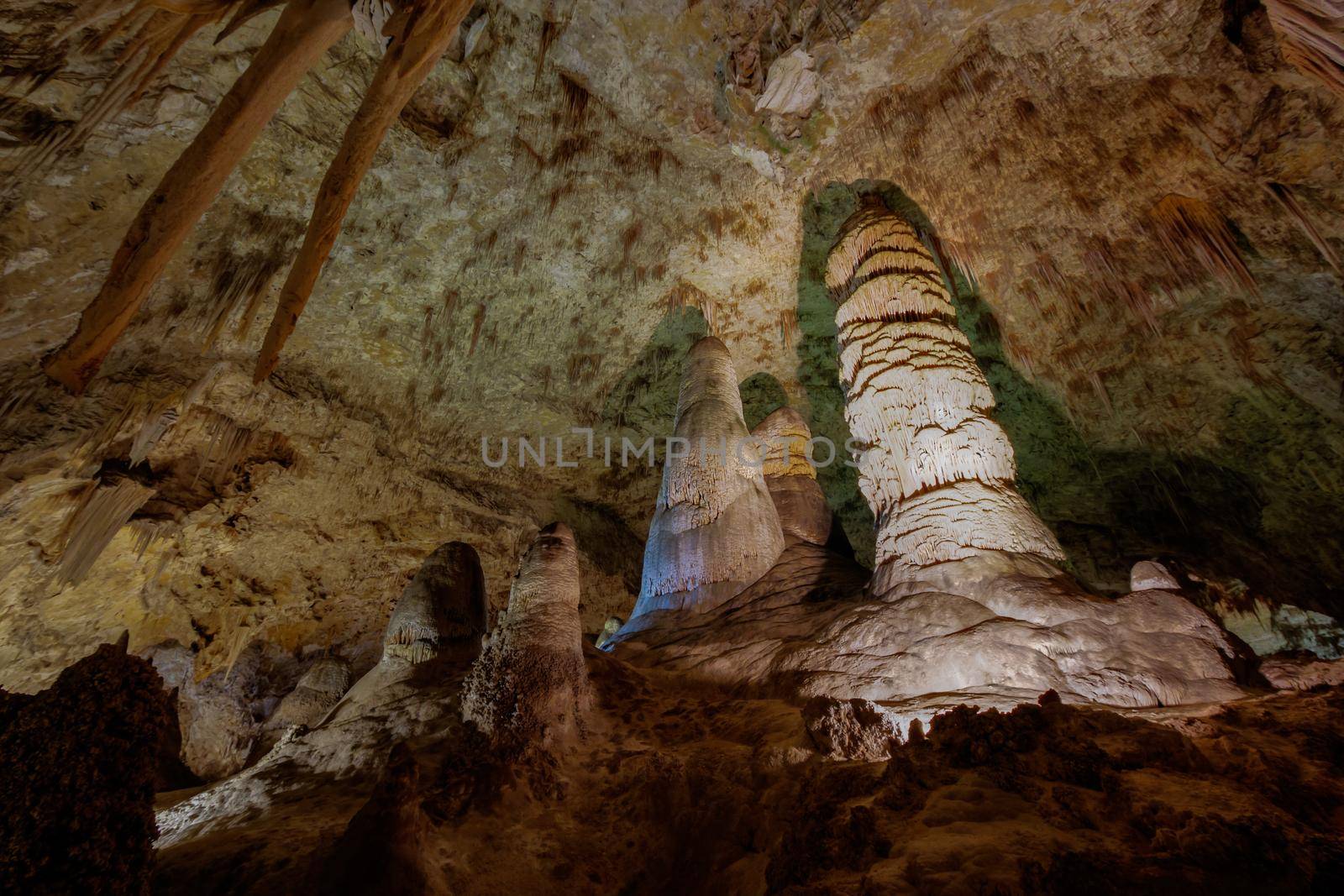 Limestones formations of Guadeloupe Mountains' Carlsbad Caverns.