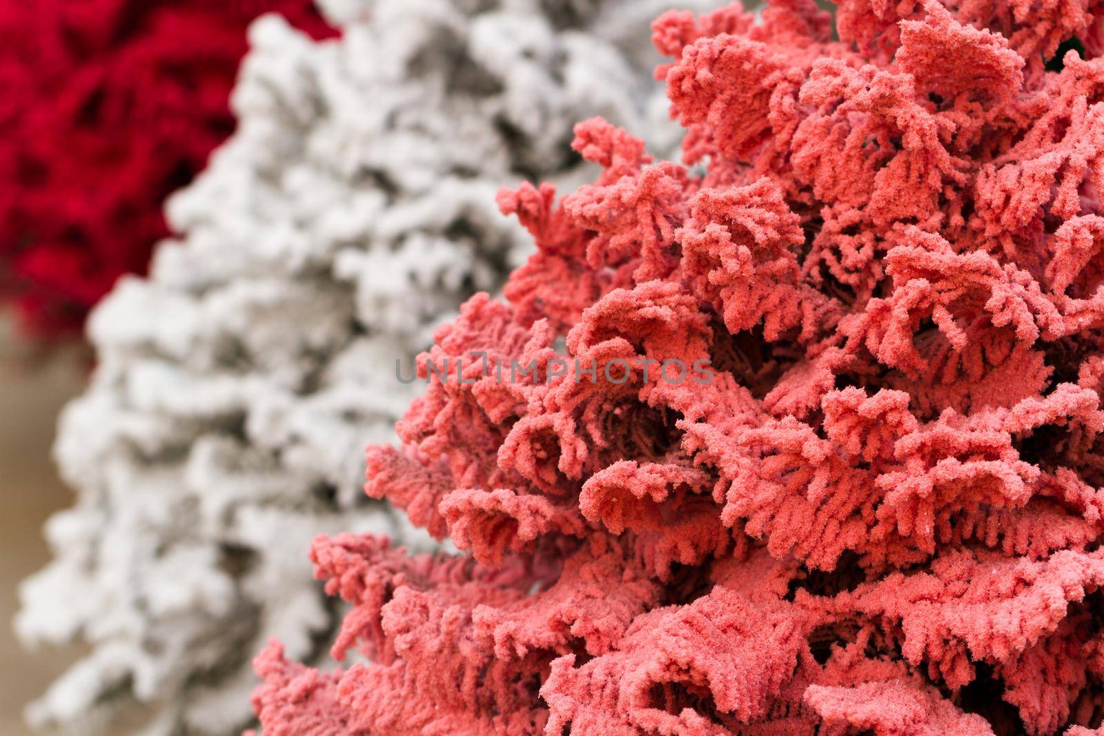Flocked Christmas Tree with multi colors.