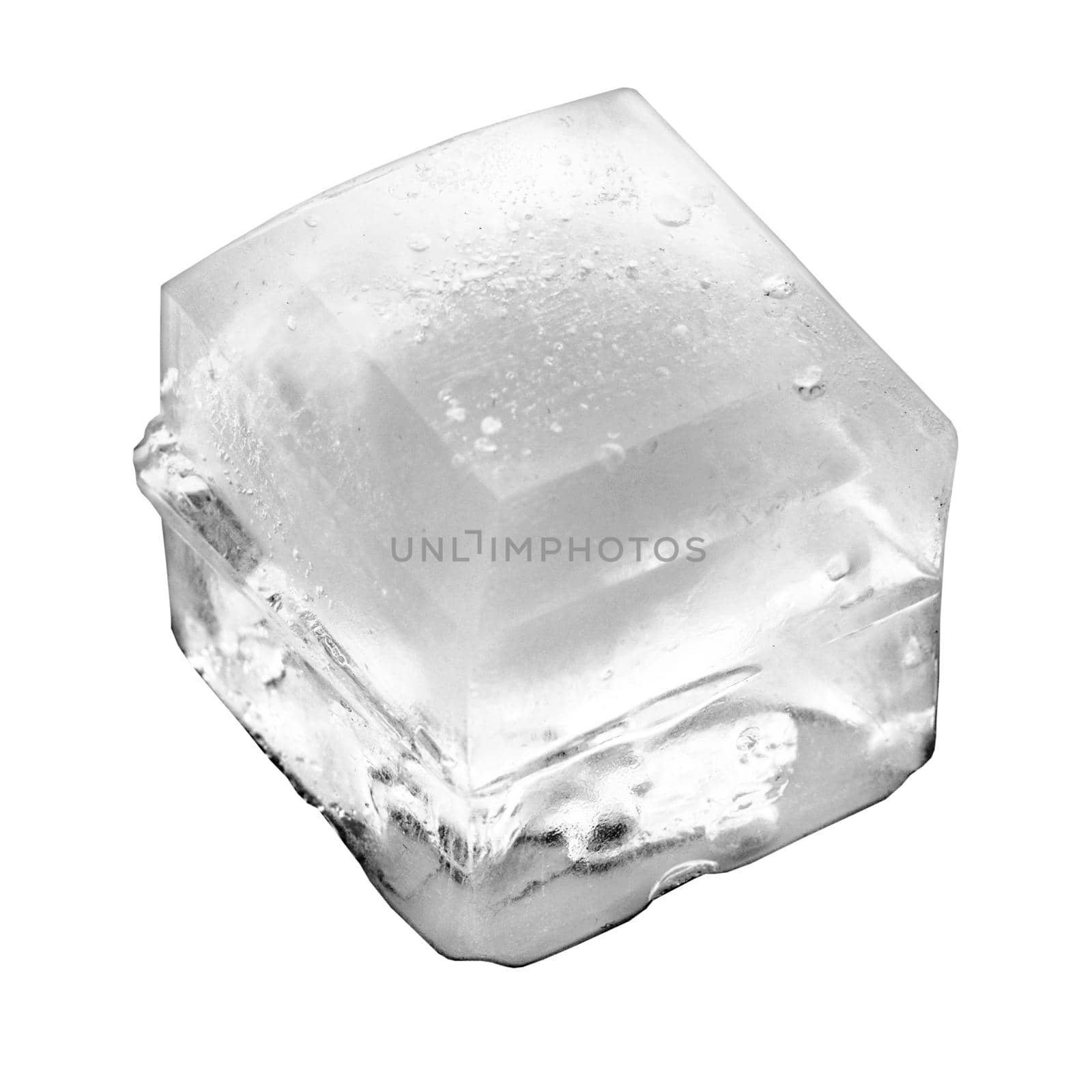 Studio shot of a real ice cube on white background