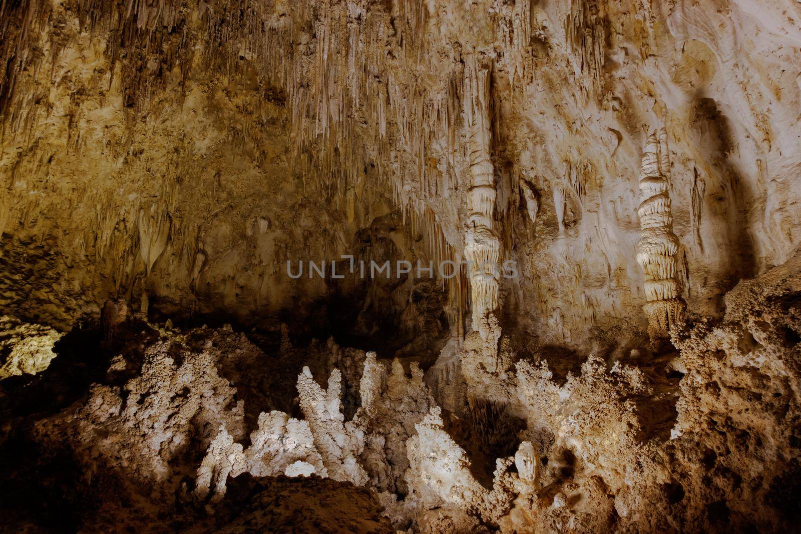 Limestones formations of Guadeloupe Mountains' Carlsbad Caverns.
