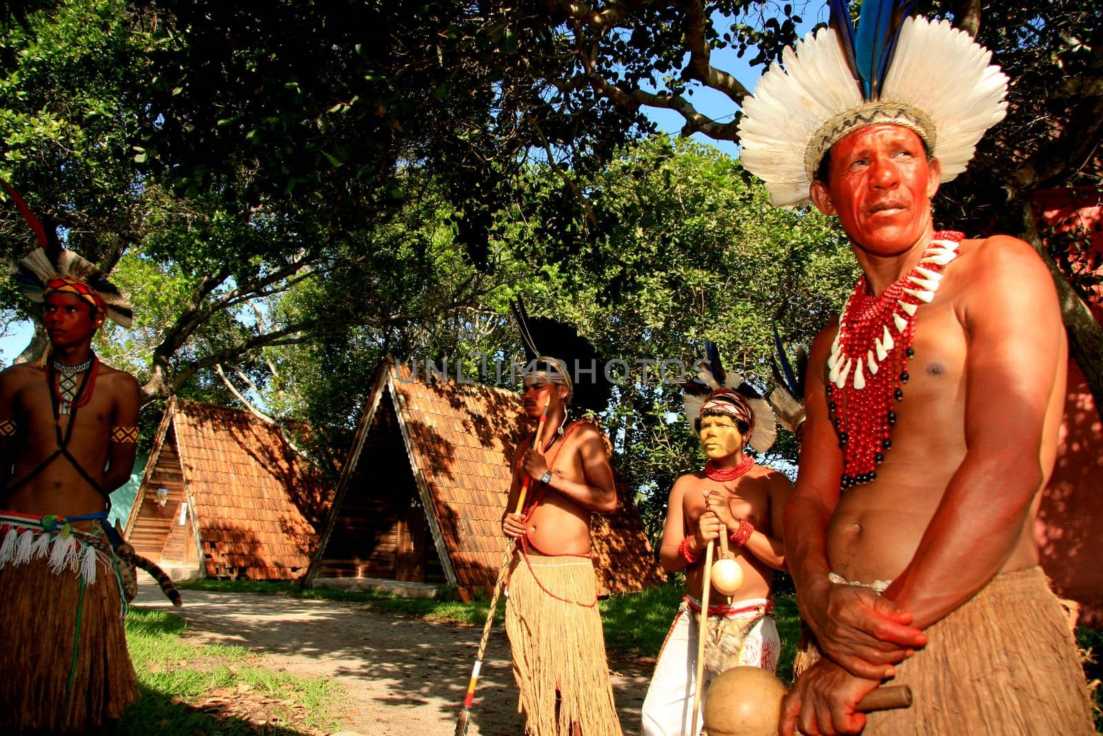 santa cruz babralia, bahia / brazil - december 26, 2008: Atina Pataxo Indians are seen in the Coroa Vermelha village in the municipality of Santa Cruz Cabralia.

