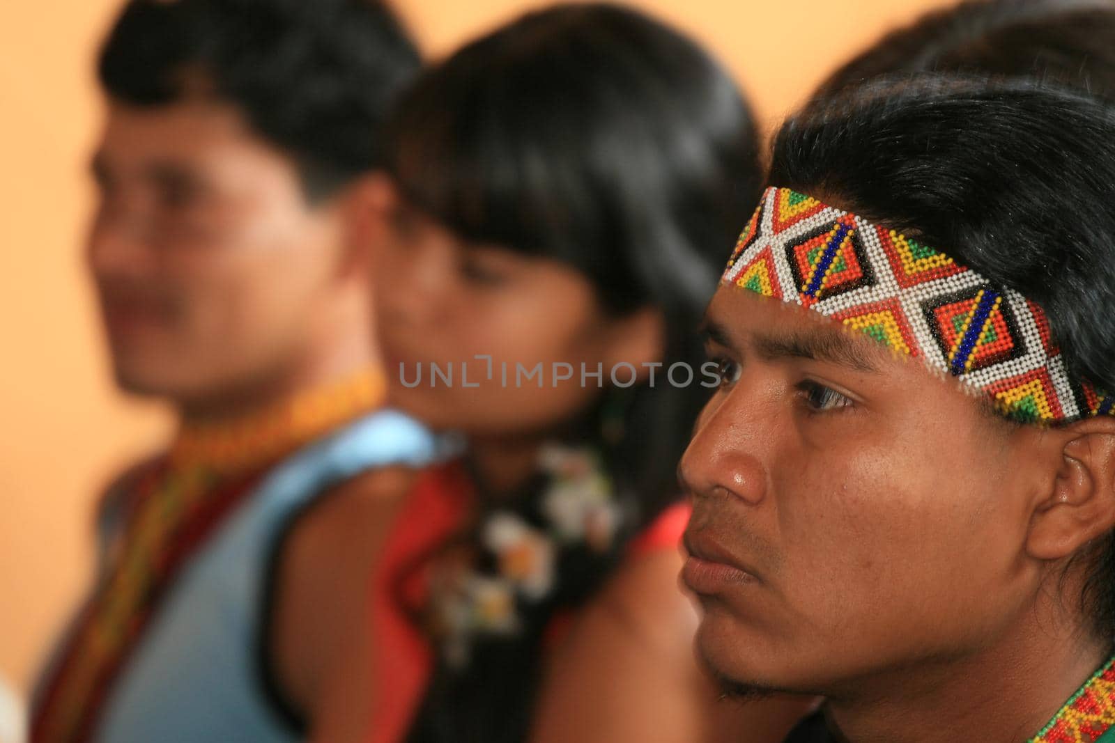 salvador, bahia / brazil - august 4, 2008: Pataxo Indians are seen in the village of Jaqueira in the city of Porto Seguro.