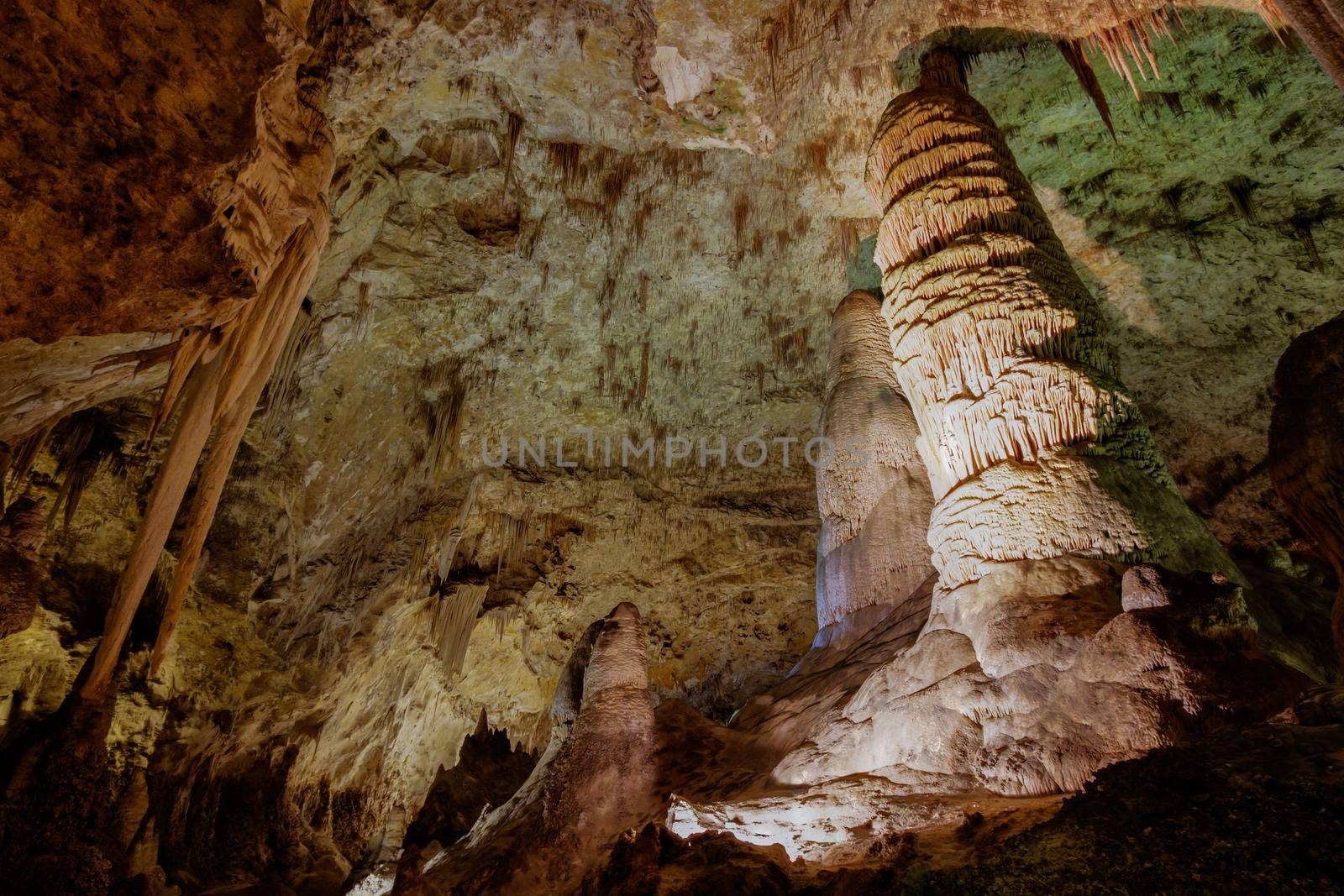 Limestones formations of Guadeloupe Mountains' Carlsbad Caverns.