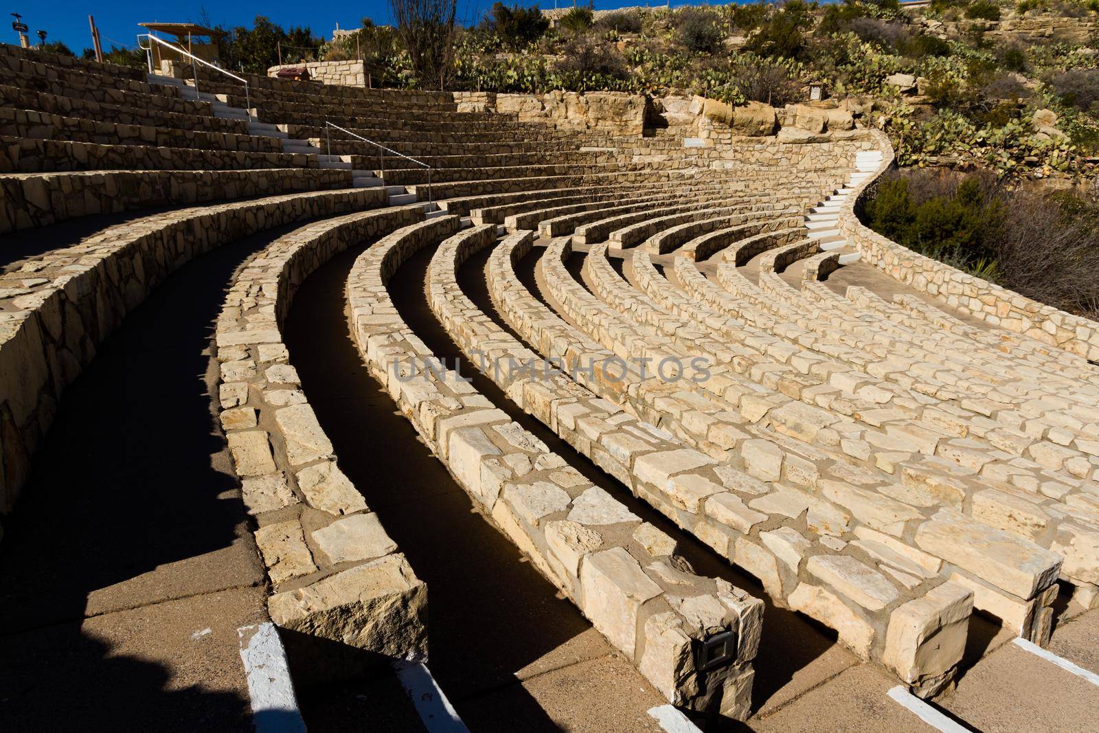 Amphitheater at Carlsbad Caverns where the evening bat flights are observed by tourists.