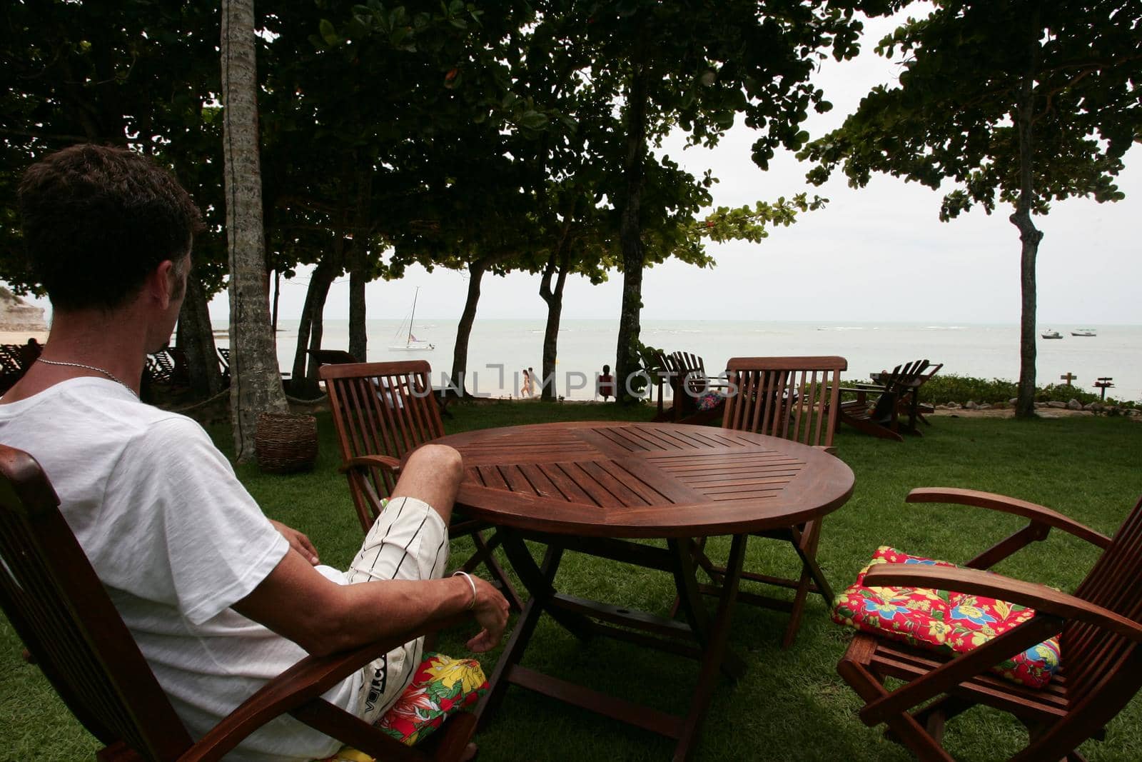 porto seguro, bahia / brazil - january 2, 2010: green area in a luxury hotel in Pria do Espelho in the city of Porto Seguro, in the south of Bahia.