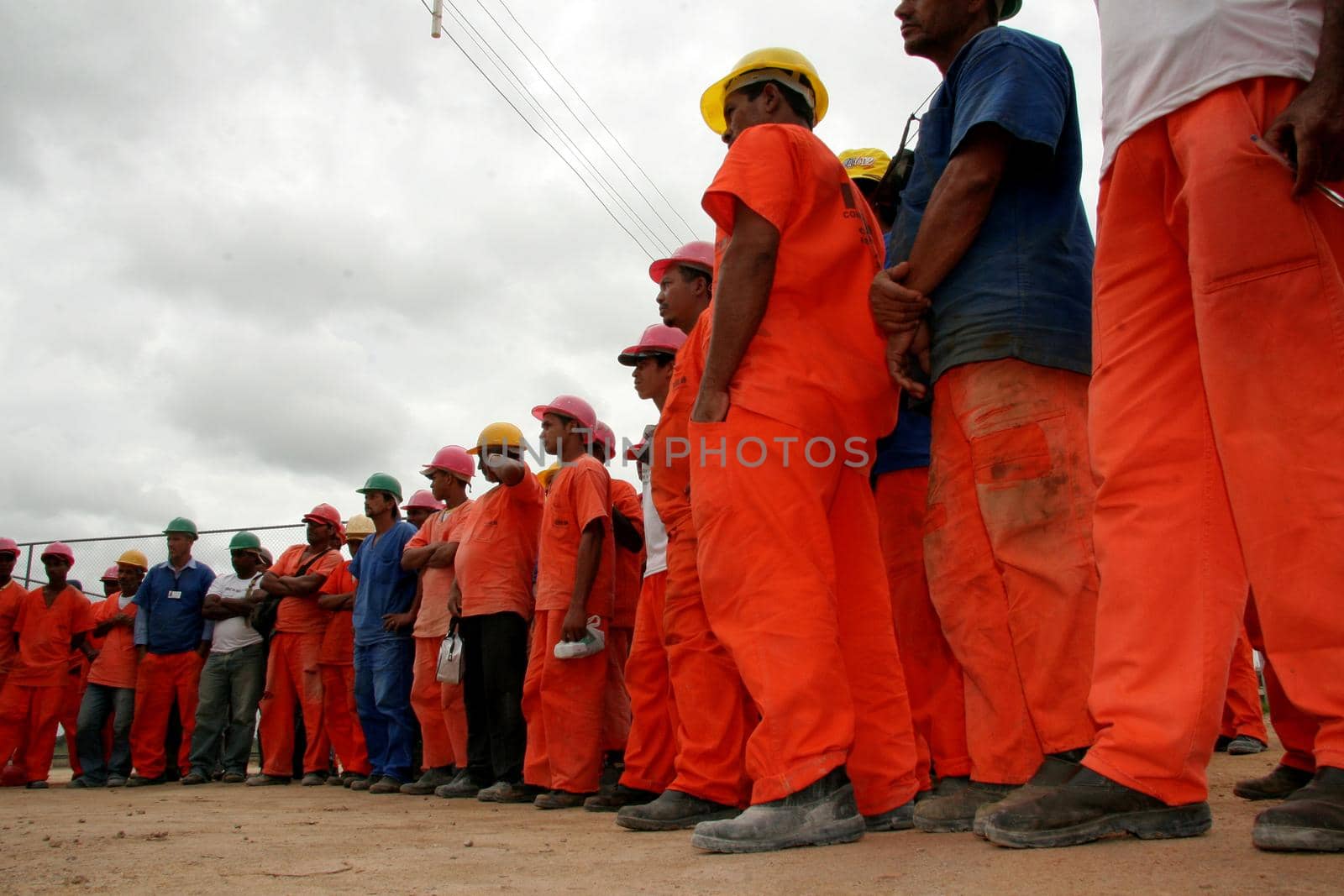 eunapolis, bahia / brazil - april 29, 2009: workers on strike are seen during the assembly as a union at a construction site in the city of Eunapolis.