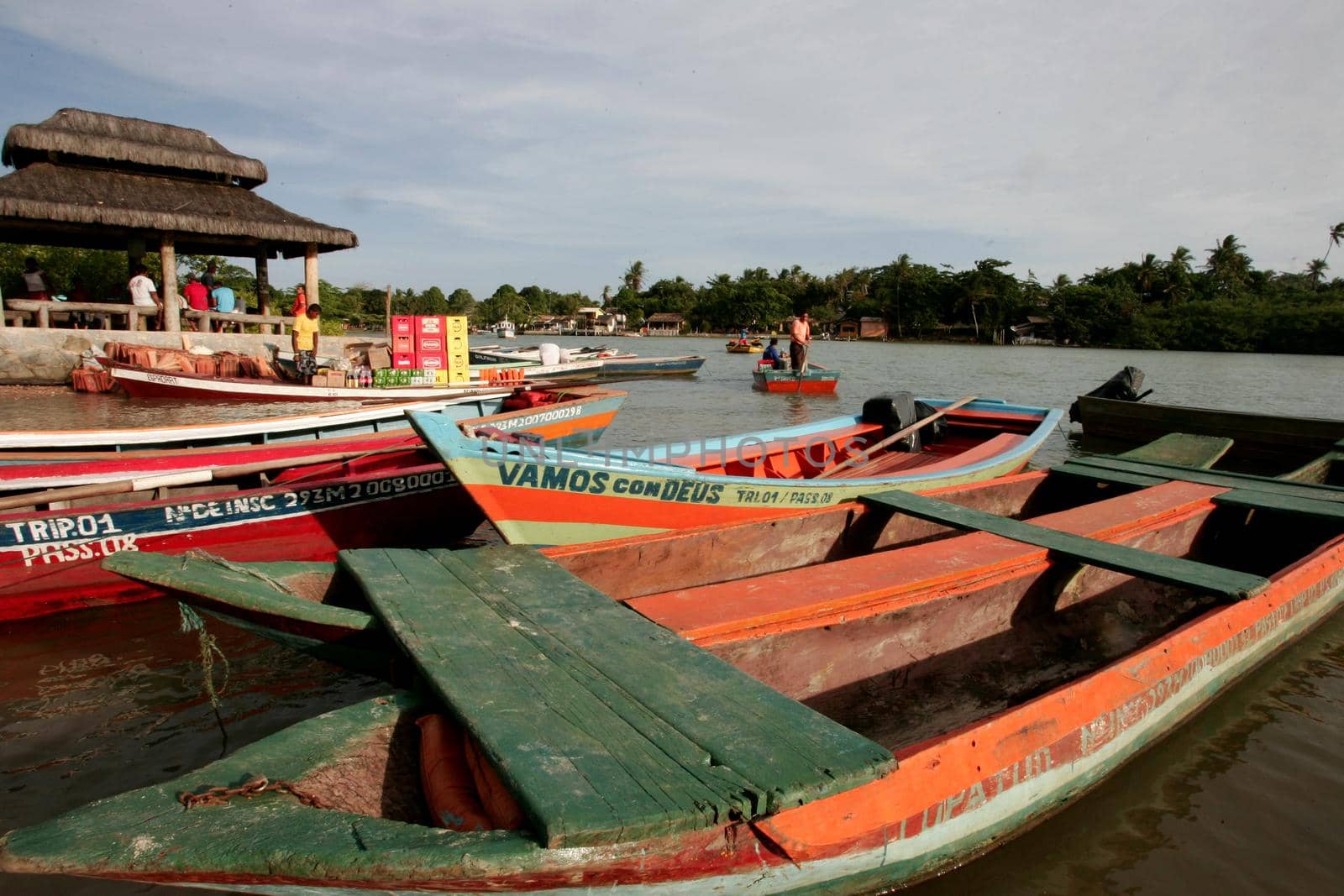 porto seguro, bahia / brazil - november 4, 2009: Tourist transport vessels are seen in the port of Rio Caraiva, Porto Seguro district.