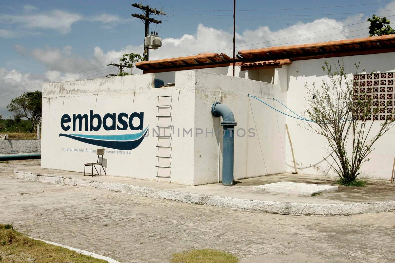 nova vicosa, bahia / brazil - september 23, 2009: facade of Embasa's office in the city of Nova Vicosa, in the south of Bahia.