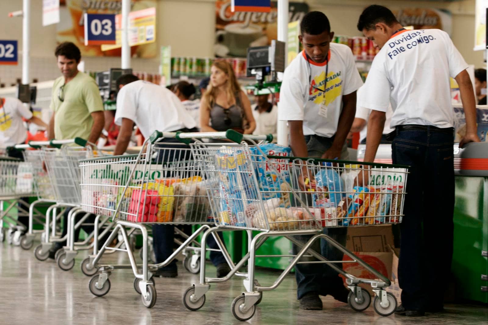 eunapolis, bahia, brazil - august 10, 2009: Customers seen shopping at a supermarket in the city of Eunapolis in southern Bahia.