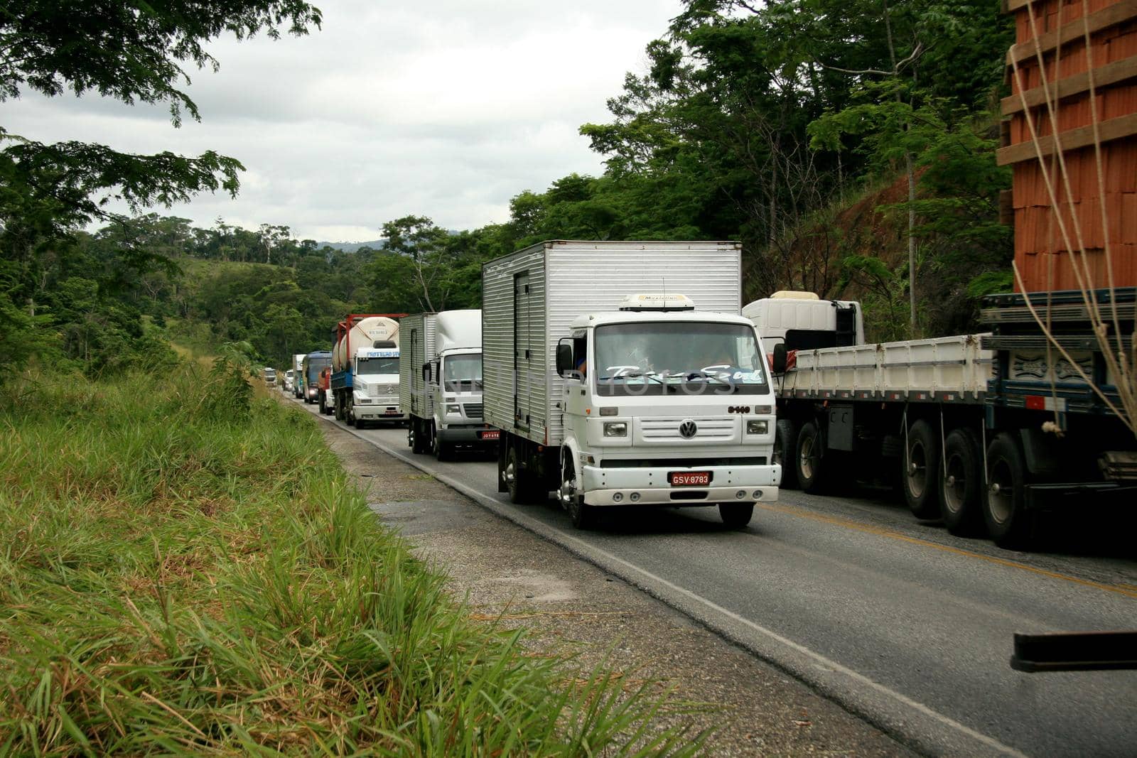 itabela, bahia / brazil - may 23, 2009: vehicle congestion on highway BR 101 in the city of Itabela, in southern Bahia.