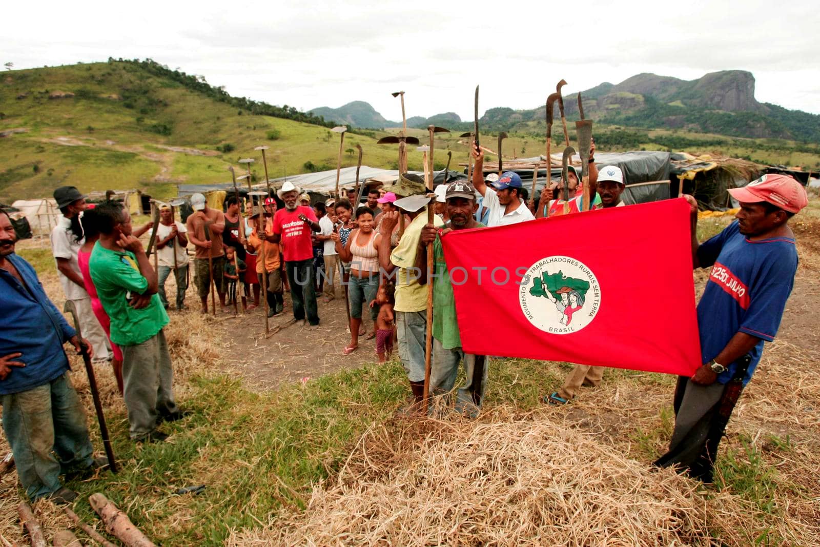 itamaraju, bahia / brazil - december 15, 2009: member of the Landless Movement - MST - are seen during the occupation of a farm invaded in the rural area of the municipality of Itamaraju.