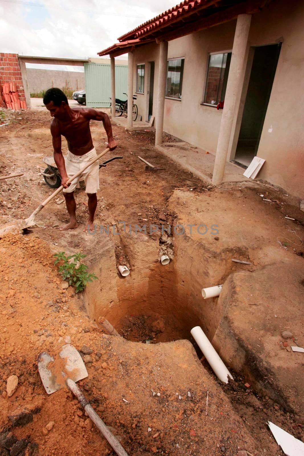 Eunapolis, Bahia / Brazil - February 3, 2010: Septic tank is seen during construction residence in the city of Eunapolis.