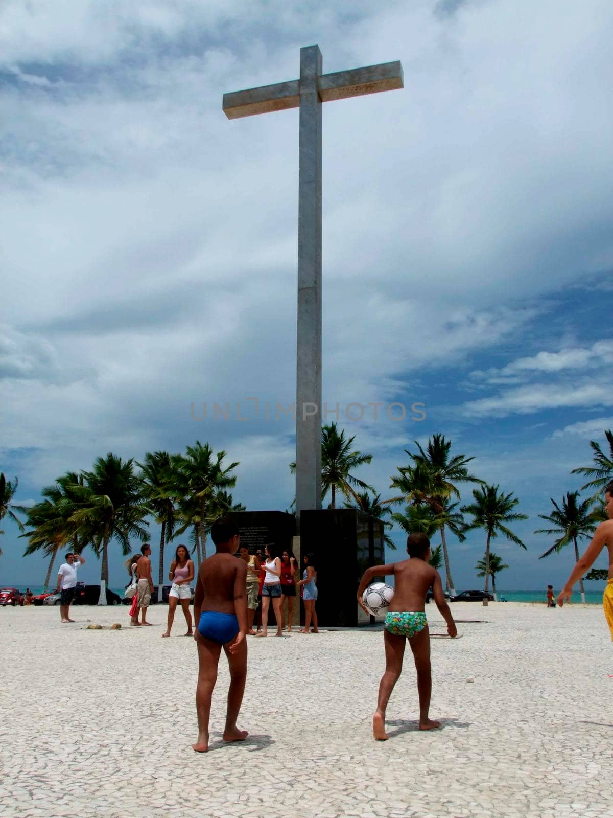 santa cruz cabralia, bahia / brazil - december 27 2009: cross of the indigenous village of Coroa Vermelha, where the first mass in Brazil was celebrated on April 26, 1500.