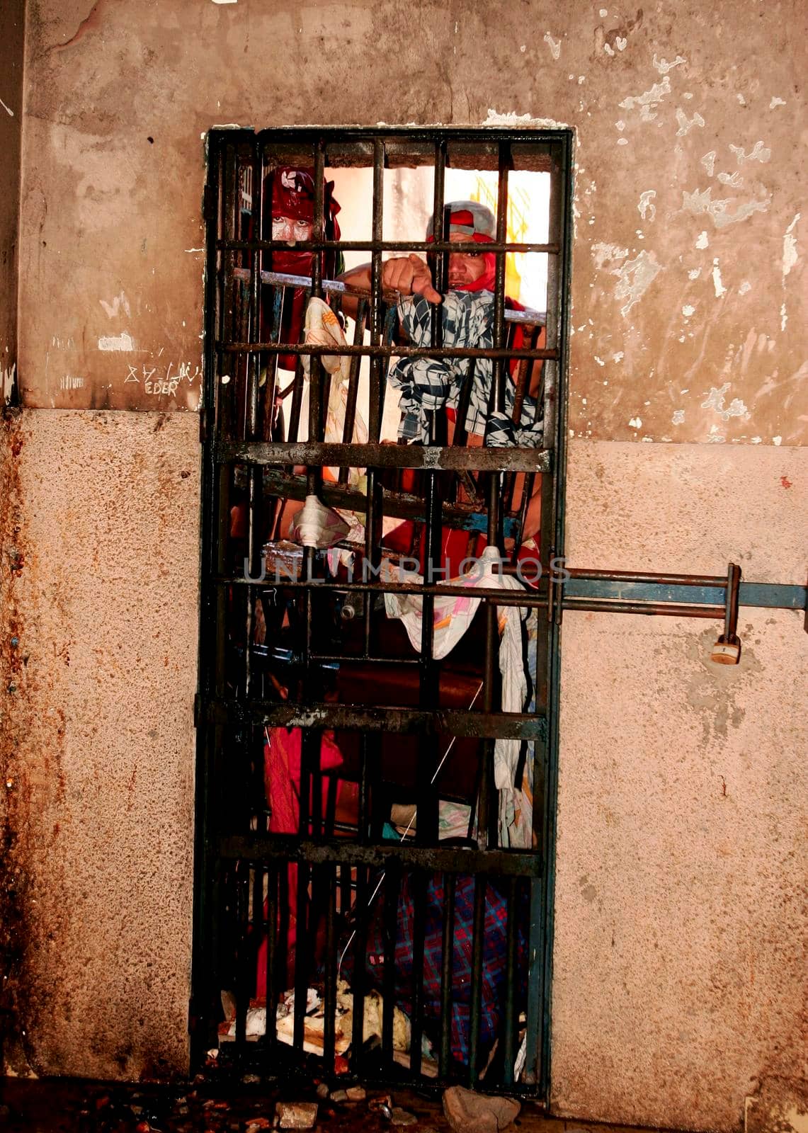 eunapolis, bahia / brazil - january 1, 2010: prisoners are seen in cells of the Police Complex in the city of Eunapolis.
