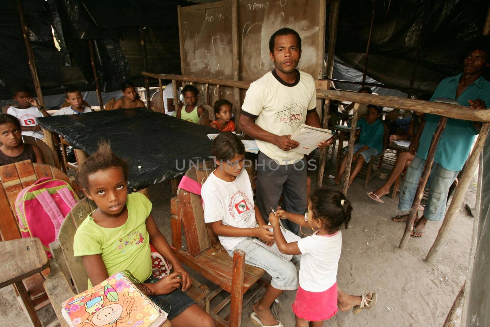 eunapolis, bahia, brazil - october 22, 2009: improvised classroom in a camp of the Landless Movement - MST - in the city of Eunapolis.