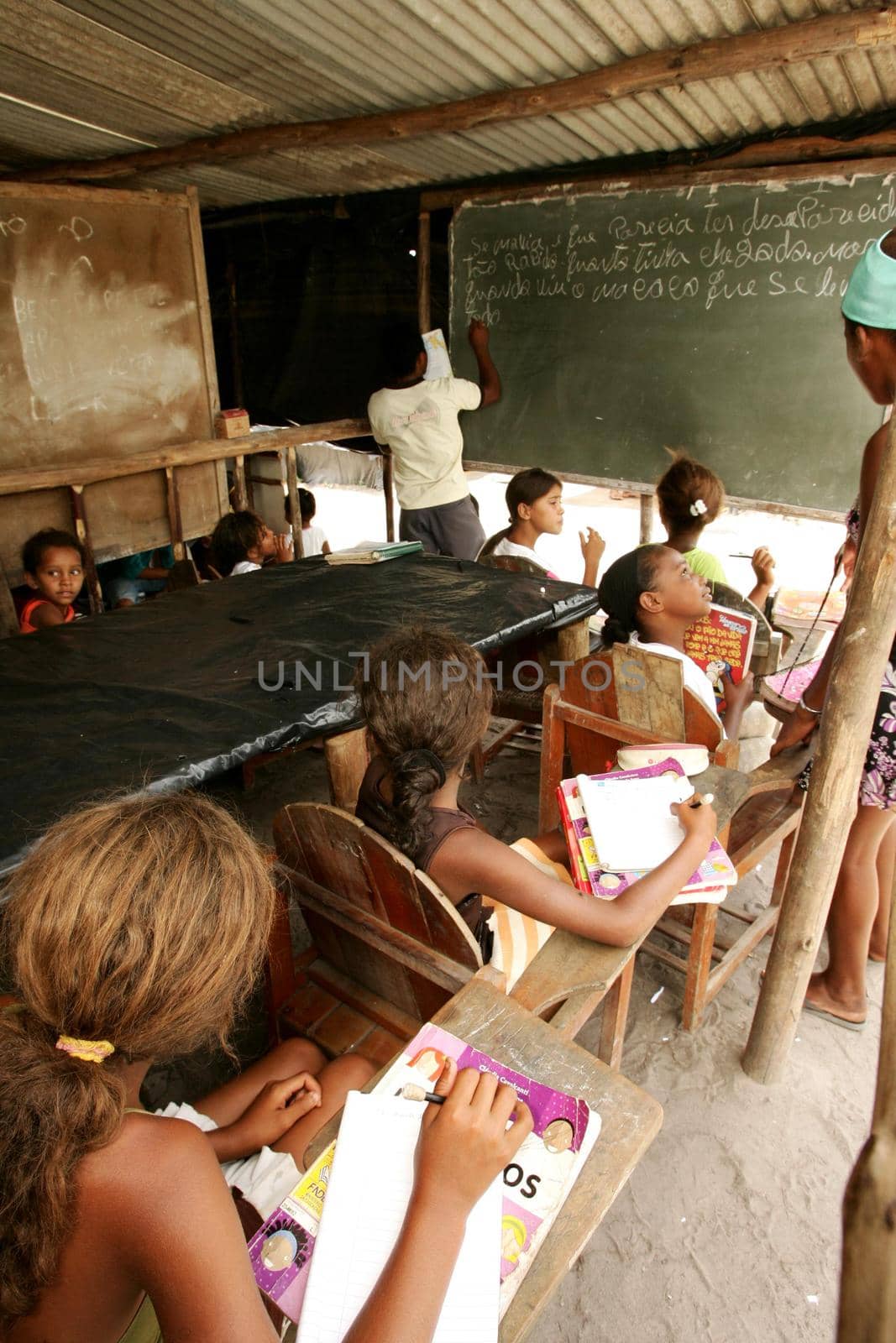 eunapolis, bahia, brazil - october 22, 2009: improvised classroom in a camp of the Landless Movement - MST - in the city of Eunapolis.