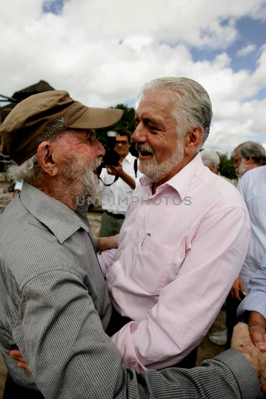 nova vicosa, bahia / brazil -  September 3, 2009: Jaques Wagener, Governor of Bahia is seen by Frans Krajcberg, artist and environmental activist at La Sitio Natura in Nova Vicosa.